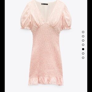 Zara Textured Ruched Pink Daisy Floral Flowers Summer Milkmaid Sundress Dress